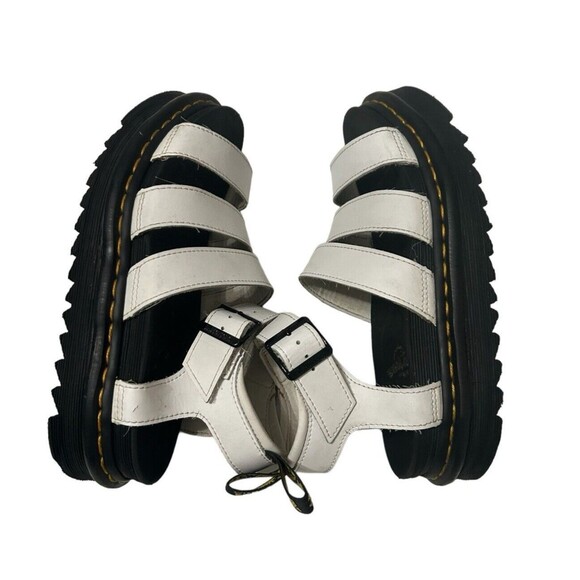 DR MARTENS Blaire Platform Chunky Sandals Three Strap White Leather Y2K Sz 7 - Picture 9 of 12